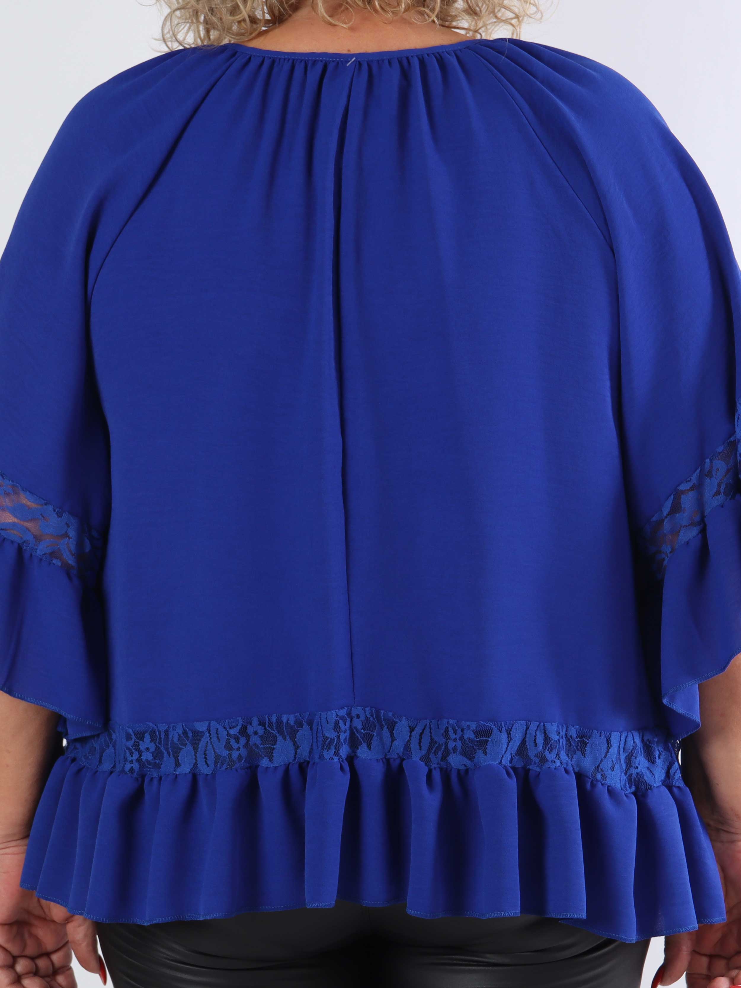 Achilla - Plus size-tunika med spetskant och volanger